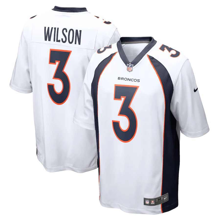 Men Denver Broncos #3 Russell Wilson Nike White Game NFL Jersey